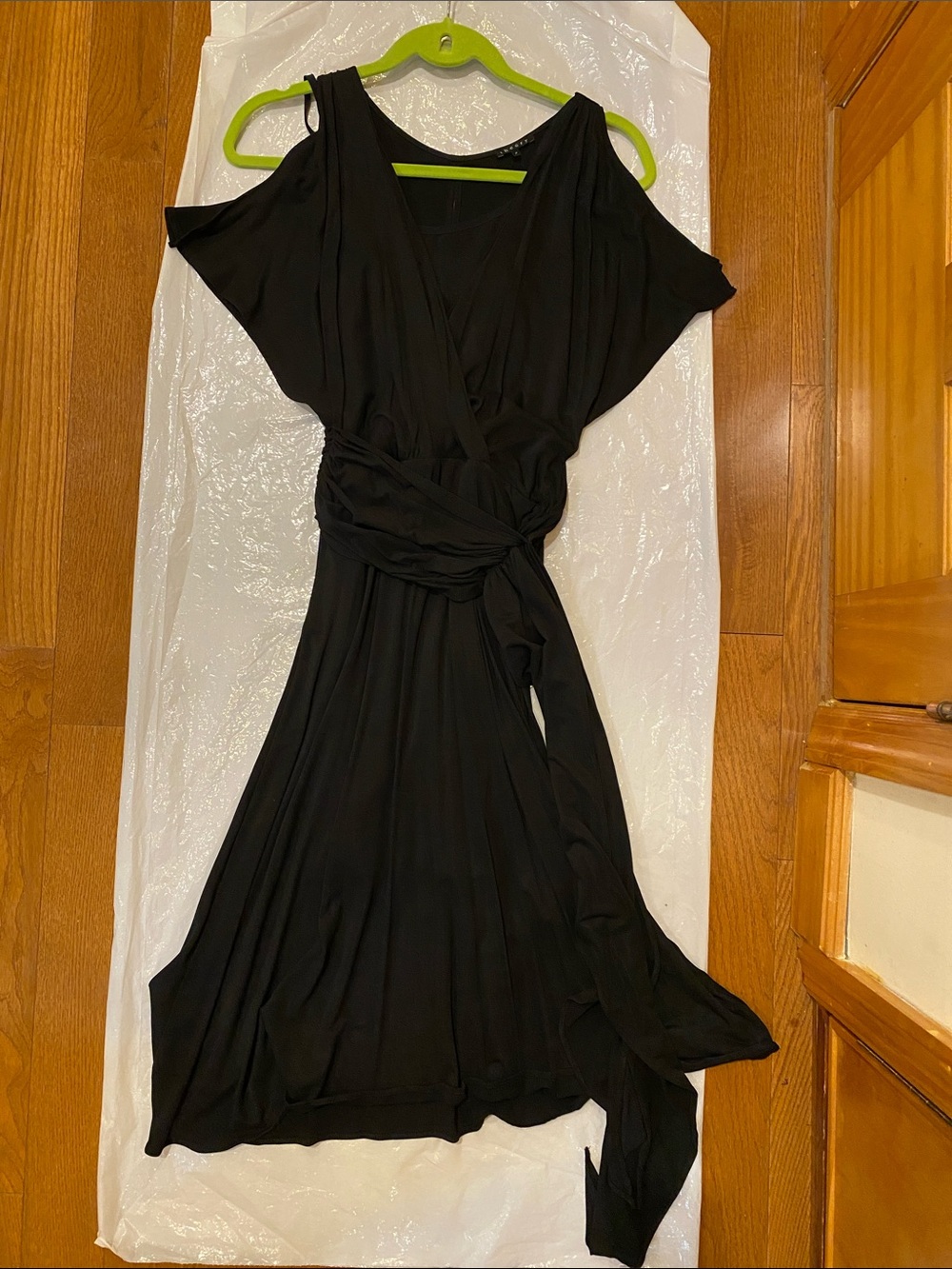 Theory Black Wrap-Style Maxi Dress with Waist Sash